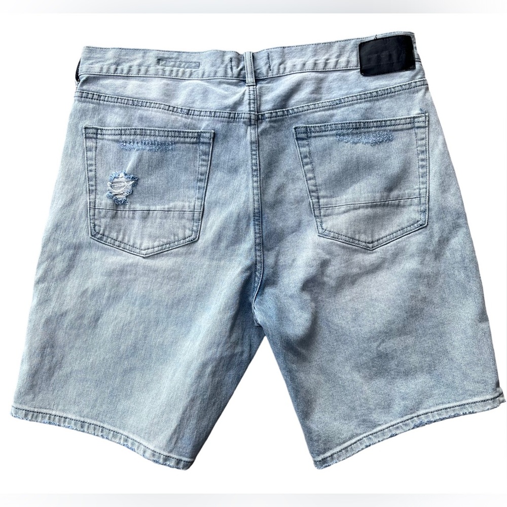 Pacsun Los Angeles Men Denim Embroidered Rose Slim Stretchy Shorts Waist 36 - Picture 2 of 7